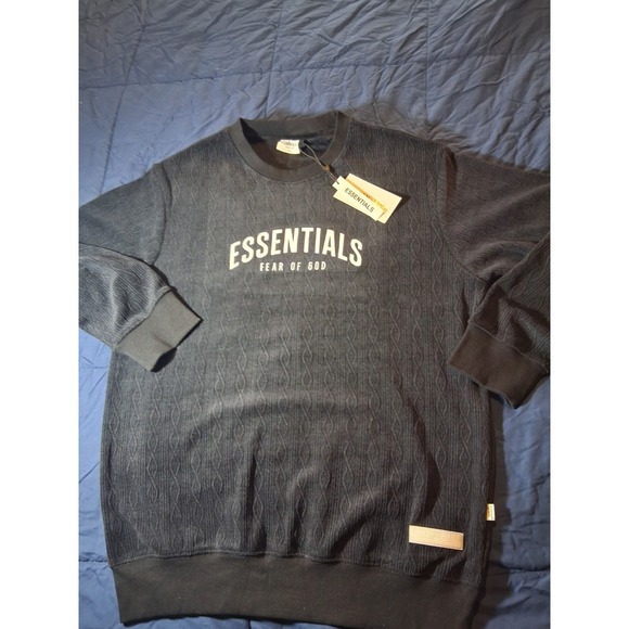 Fear Of God Essentials Cable Knit Black Sweater Mens 2XL